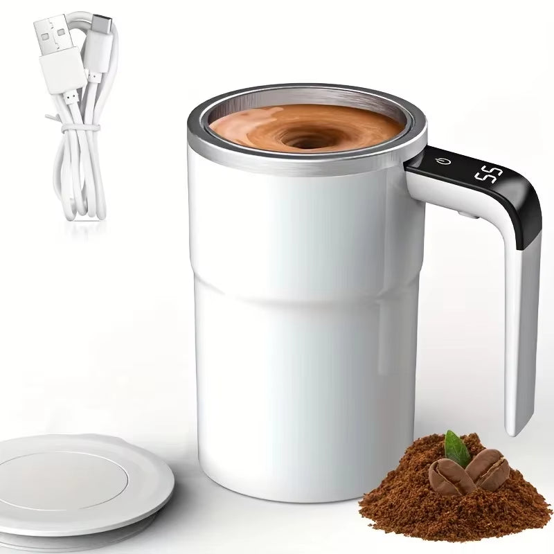 380ML Electric Coffee Self Mixing Mug IP67 Waterproof Coffee Stirring Mug USB Charging Digital Display Automatic Magnetic Cup